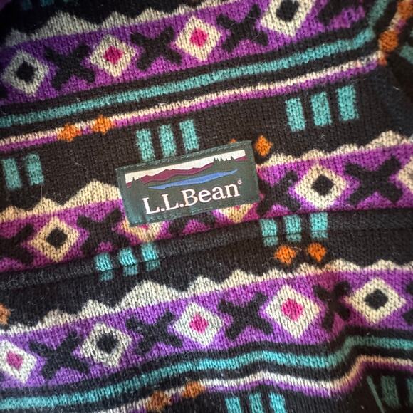 LL Bean Women Sweater Fleece Pullover 1/4 button retro vintage purple small pet - Picture 3 of 9